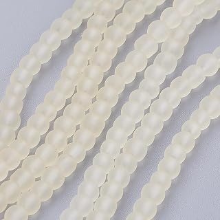 200pcs 4mm Frosted Glass Round Beads for Jewelry Making, Matte Glass Spacer Beads for DIY Bracelet Necklace Earrings Crafts (Blue)