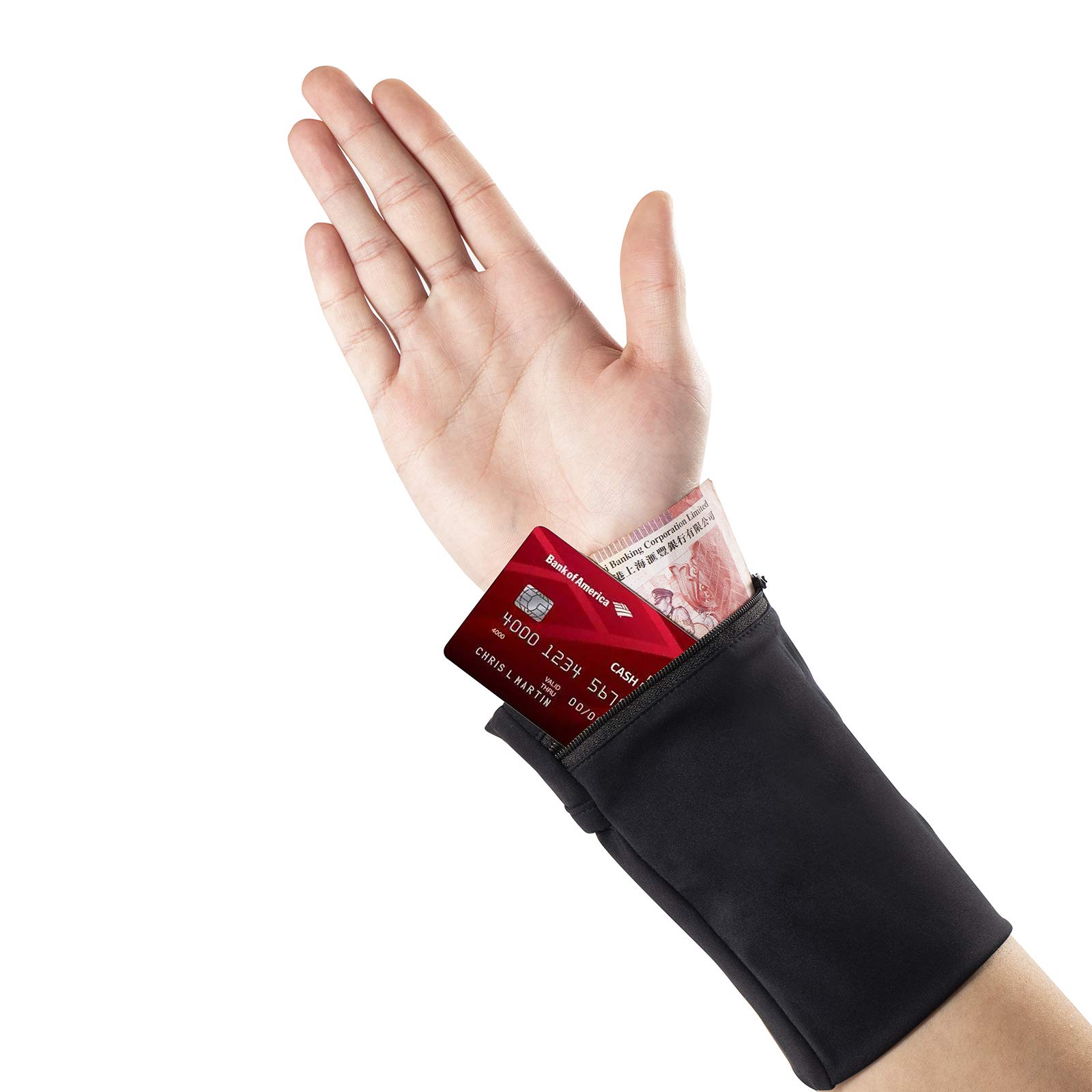 Easyports 2 Pocket Wrist Wallet Wrist Cell Phone Holder, Ankle Wallet, Sweat Ban