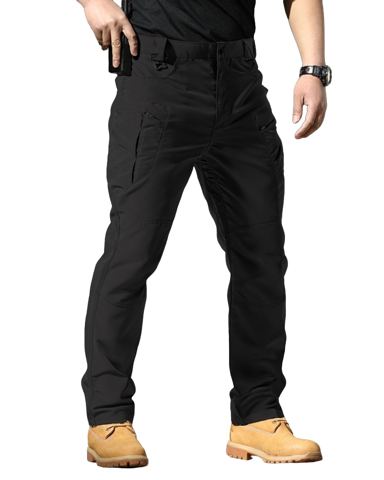 Men's Stretch Tactical Pants Waterproof Ripstop Fabric Cargo Pants Lightweight C