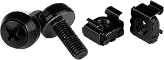 StarTech 50-Pack M6 12mm Screws & Cage Nuts Kit with Tool, Black Steel | Hardware mounting kit for 19in and 10in server racks, Cabinets, Enclosures, GSA Schedule