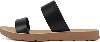 Soda Scarpe Donna Infradito Sandali da spiaggia piatti Scivoli Doppie Cinghie Occupy-S, Nero PU, 38.5 EU