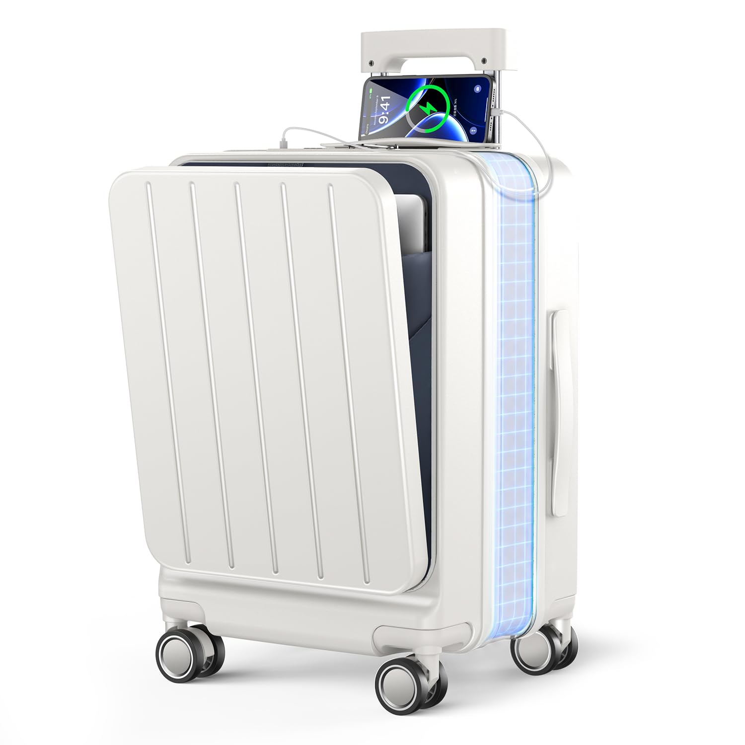 BARGOHOY Suitcase, Front Opening, Carry Case, Expansion Function, Ultra Lightwei