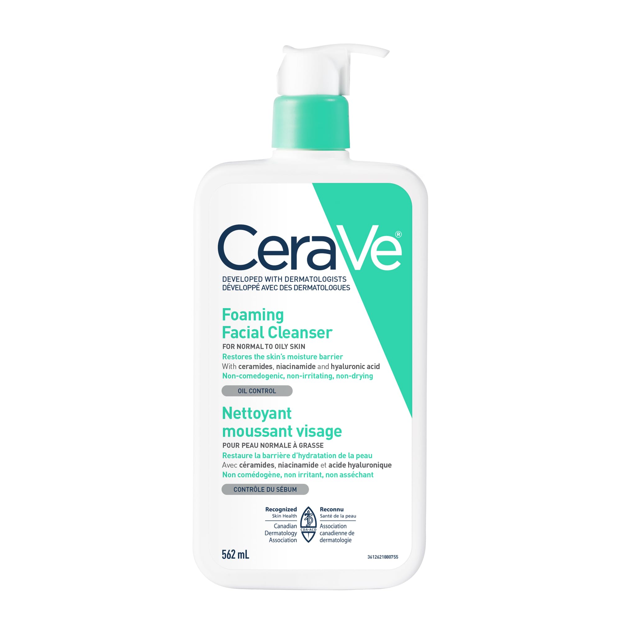 CeraVe Foaming Face Wash with Niacinamide & Hyaluronic Acid, 562mL | Removes Exc