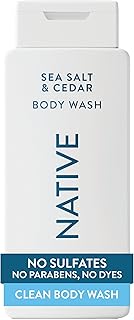 Native Clean Body Wash for Women & Men, Sea Salt & Cedar Scent, 18 fl oz | Gentle & pH Balanced for Sensitive Skin | 24HR Freshness | Free of Sulfates, Parabens, Phthalates | Vegan & Cruelty-Free