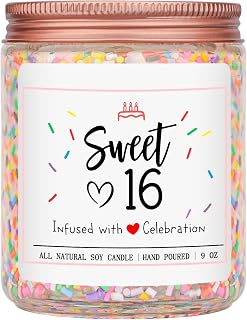 Homsolver 16th Birthday Gifts for Girls, Vanilla Cream Scent Best Ideas Birthday Presents for Daughter, Friends, Sister, Handmade Aromatherapy Candle Decorations