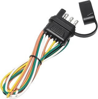 MECMO 4-Way Flat Trailer End Connector 25 Inch, 16AWG 4 Prong Wiring Harness Plug With Dust Cover, 4-Pin Light Plug Male End Replacement for Hitch Wire
