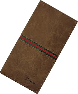 Men Wallet, PU Material Slim Wallets for Men, Bi-fold Card Wallet with Multiple Card Slot, Long Wallets for Cash, Bank Card, brown, 7.5 x 0.6 x 3.7 inches, Casual