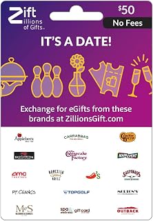 Zift Zillions of Gifts It's a Date Dining Physical Gift Card - $50