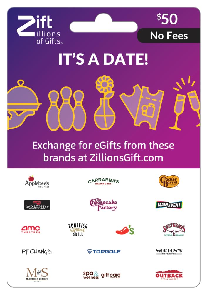 Zift Zillions of Gifts It's a Date Dining Physical Gift Card - $50
