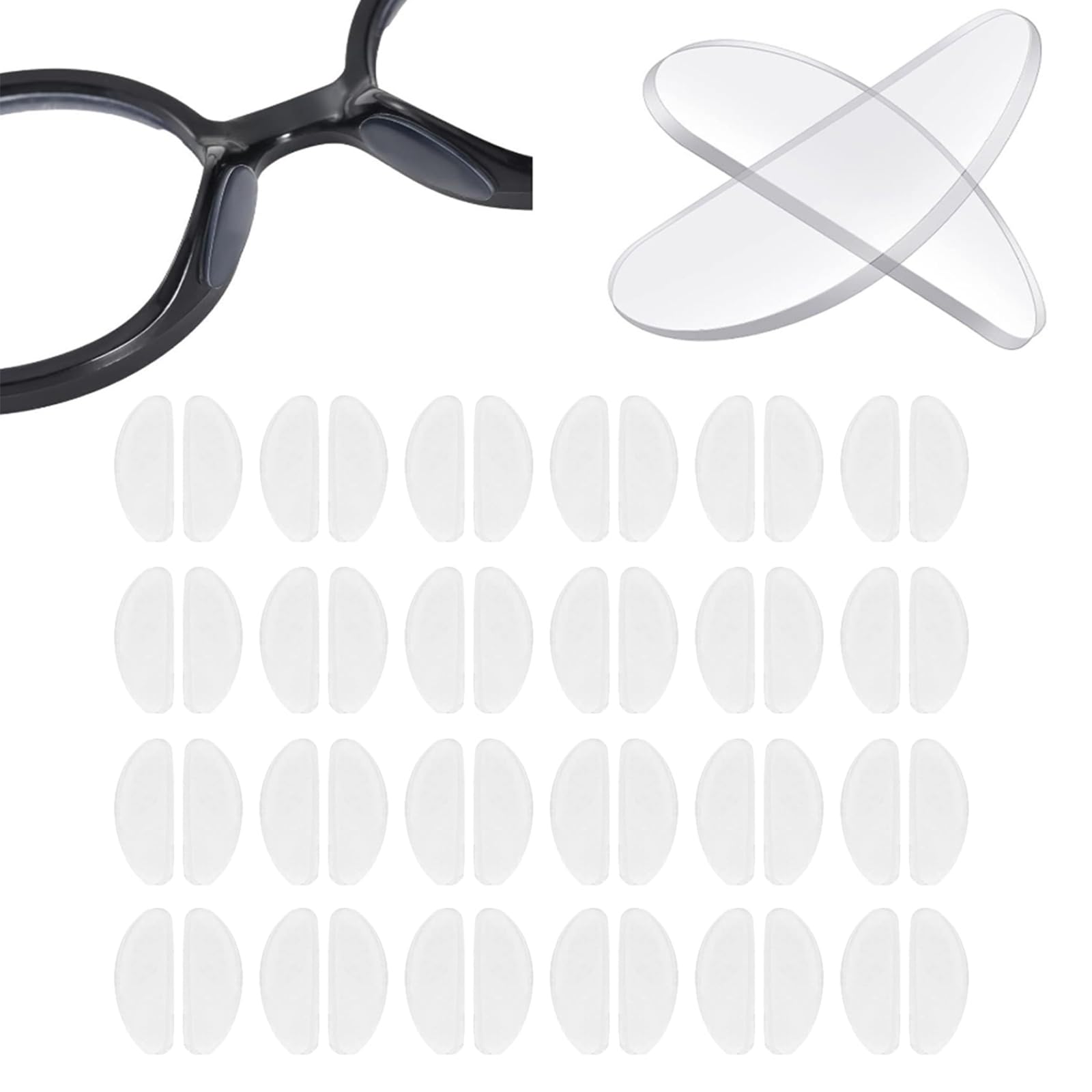 24 Pairs Silicone Glasses Nose Pads, 1mm Ultra-Thin Anti-Slip Adhesive Eyeglass 