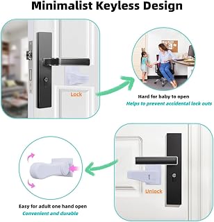 Door Level Lock for Toddlers, Baby Safety, One Hand Operated, Adult Door Handle Lock with Adhesive, No Installation Tools Required to Protect Kids