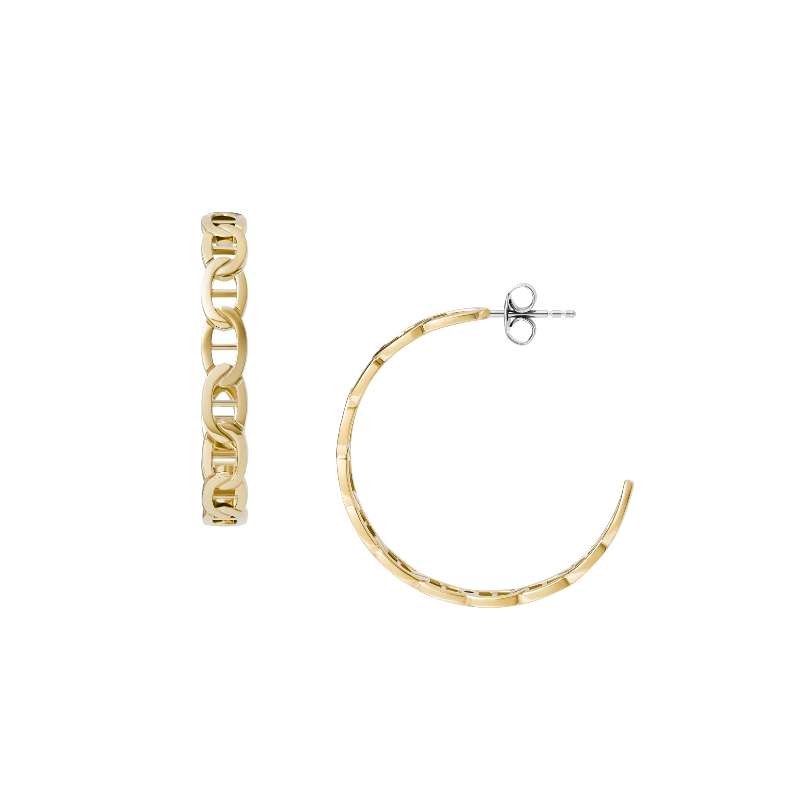 Fossil Women's Ellis Pavé Glitz Gold-Tone Brass Hoop Earrings