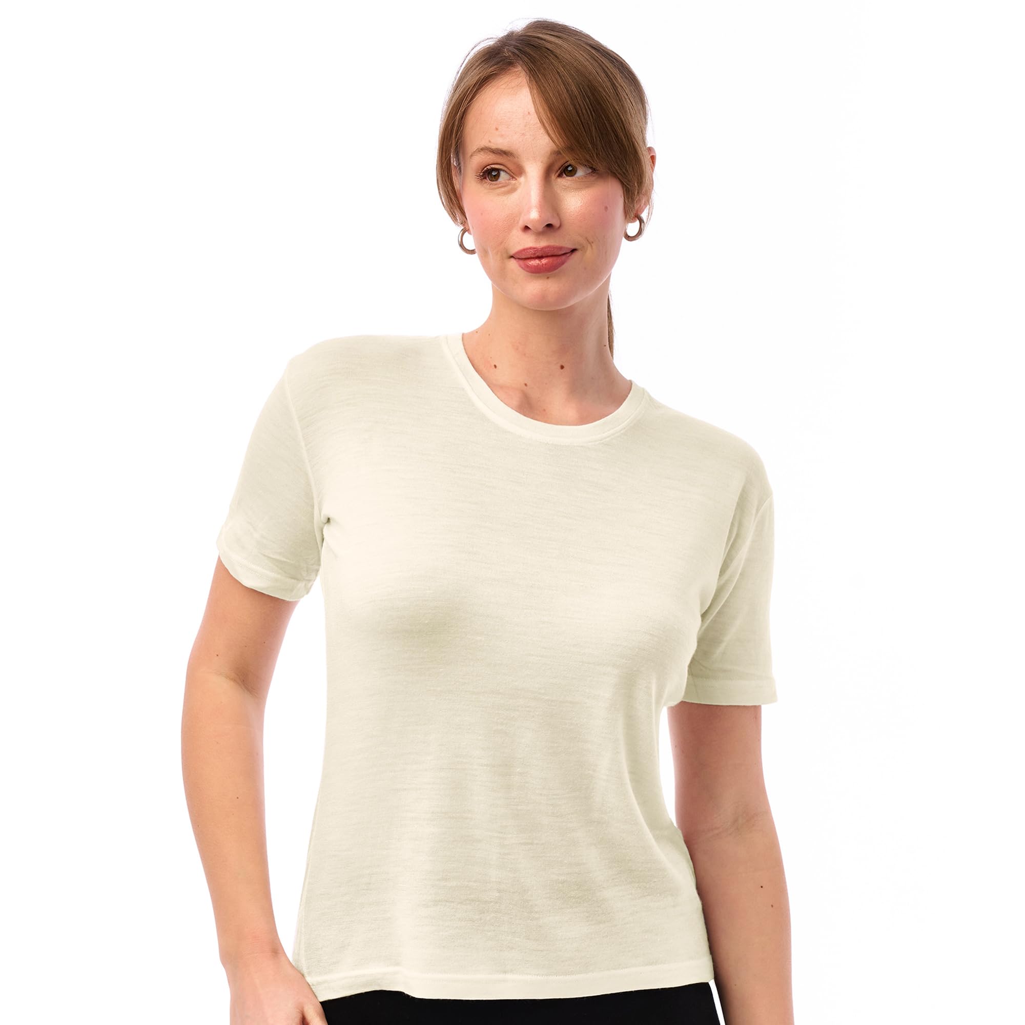 100% Merino Wool Shirt Women - Short Sleeve Tee Base Layer Top Undershirt