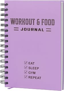 Nextnoid Hardcover Fitness & Food Journal - Nutrition & Workout Planner for Men & Women - A5 Sturdy Workout Log Book to Track Diet, Gym & Home Workouts - Purple