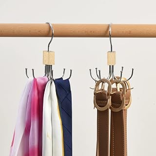6 Hook Swivel Hanger, Sturdy Metal Swivel Organizer Hanger, Space Saving Door Wall Mount for Entryway, Closet, Retail Store, Polished Finish for Coats, Hats, Scarves, Bags, Sturdy and Smooth