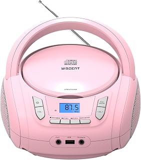 WIITHINK Portable CD Player Boombox with Bluetooth,FM Radio,USB MP3 Playback,AUX-in,Headphone Jack,CD-R/RW and MP3 CDs Compatible,Small CD Player for Home or Outdoor
