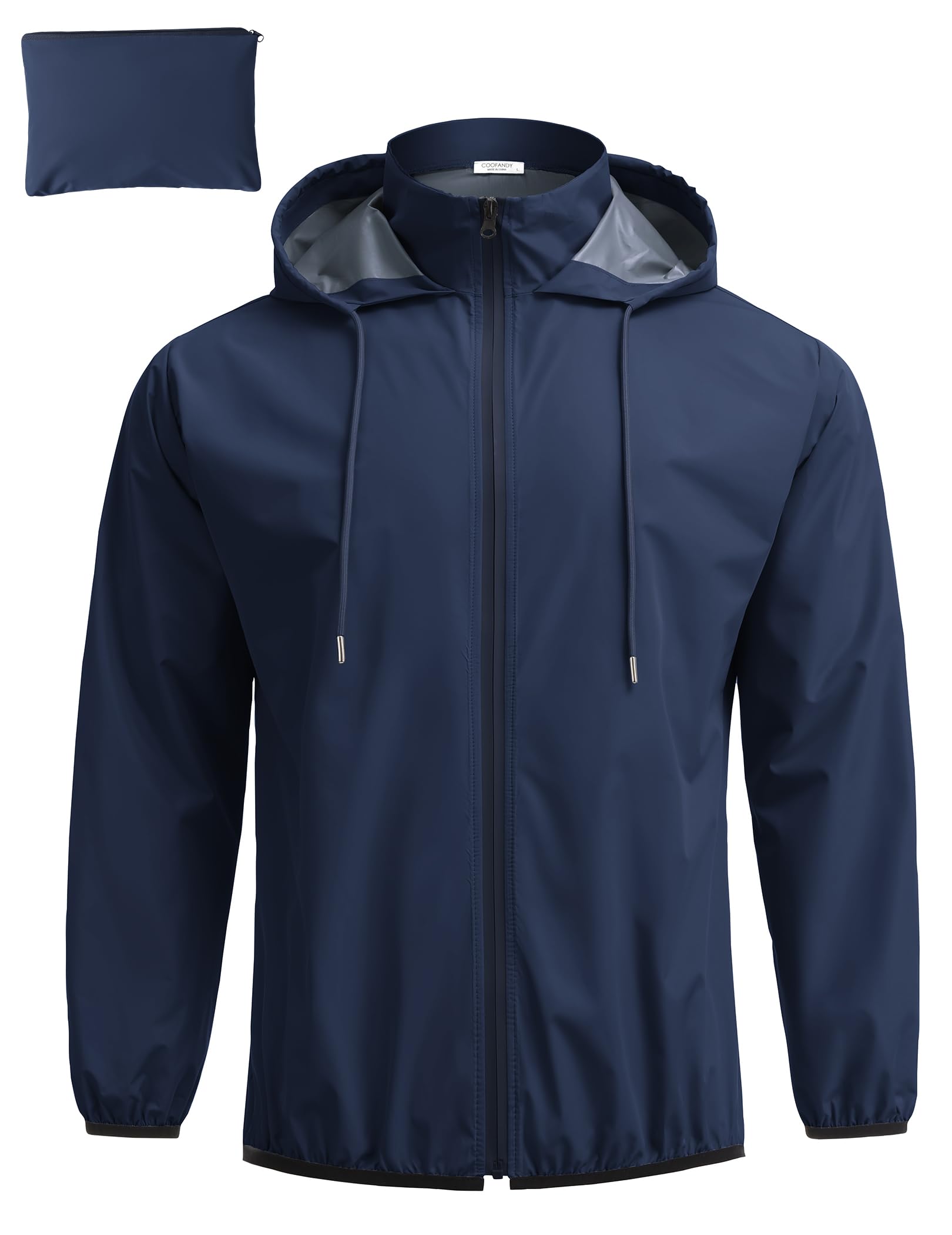 COOFANDY Men's Light Rain Jacket Packable Waterproof Raincoat Windbreaker