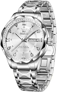 Olevs Watches for Men Analog Dress Waterproof Mens Watches Quartz Big Face Luxury Metal Mens Watch Classic Casual Diamond Durable Watch for Men Stainless Steel Easy Read Men's Watches with Day Date