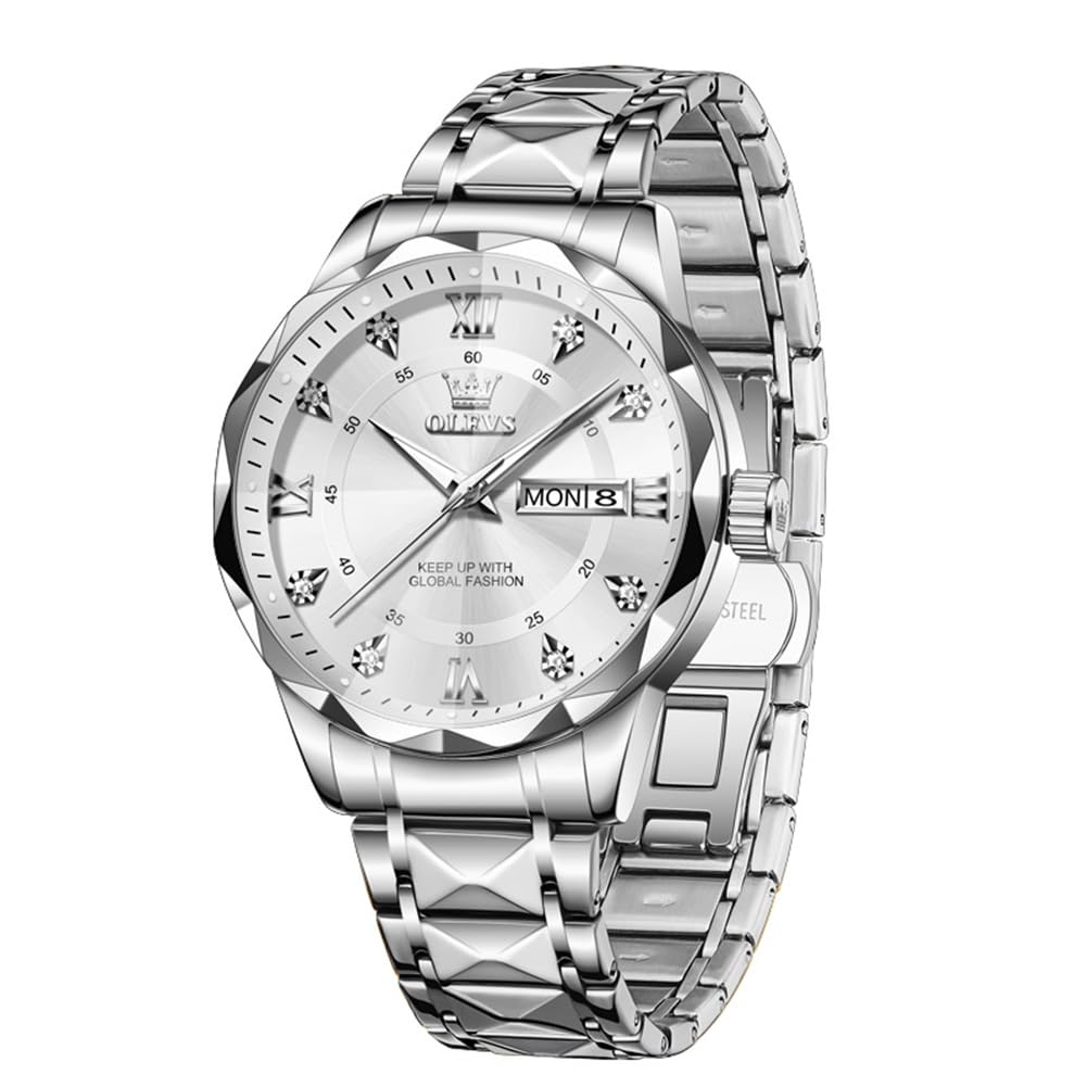Olevs Watches for Men Analog Dress Waterproof Mens Watches Quartz Big Face Luxur