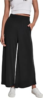 Urban Classics Women's Wide Leg Trousers Black Canvas Trousers 77% Modal, 23% Polyester Loose Fit