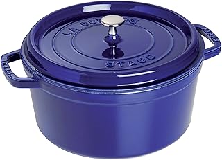 Staub Round Casserole Dish with Lid, dark blue