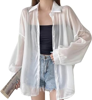 [KumiModa] UV Protection Cardigan, Women's, Sheer Shirt, Collar, Sunburn Protection, Cooling Protection, Blouse, Long Sleeve Shirt, Comfortable, Top, Stylish, Simple, Summer Clothing, Body Cover,