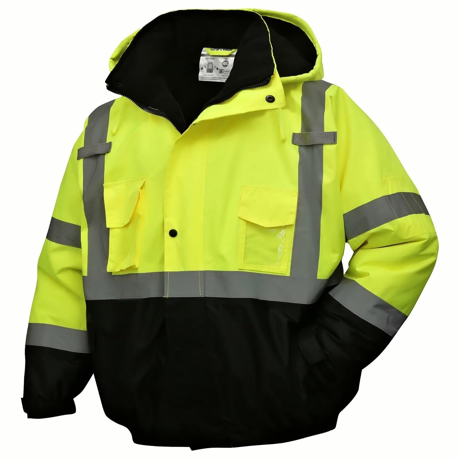 Hi Vis Safety Bomber Jacket for Men, High Visibility Winter Coat