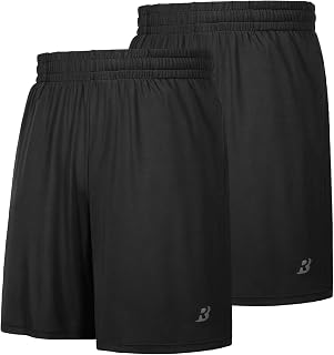 Men's 7 Inch Workout Shorts, Athletic Gym Shorts with Pockets 2 Pack