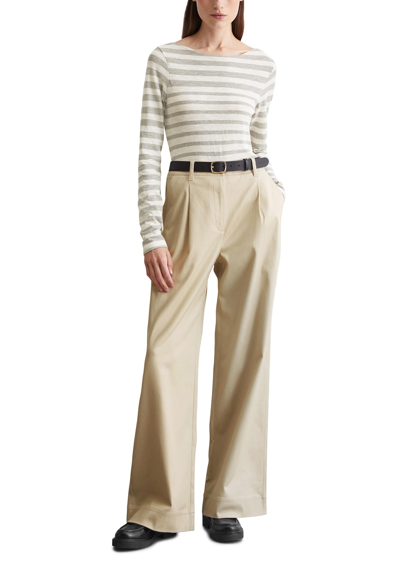 Marc OPolo Women's Organic Cotton Long Sleeve T-Shirt with Stripes