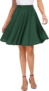 EXCHIC Gonna da donna basic a trapezio, gonna longuette, casual, elasticizzata, Verde scuro, XL