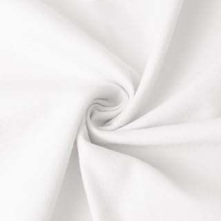 JOSNAAN 59”W Cotton Flannel Fabric, Super Soft 150GSM, Medium Weight Solid Arts & Crafts Quilting Blanket for Sewing(1Yard, White)