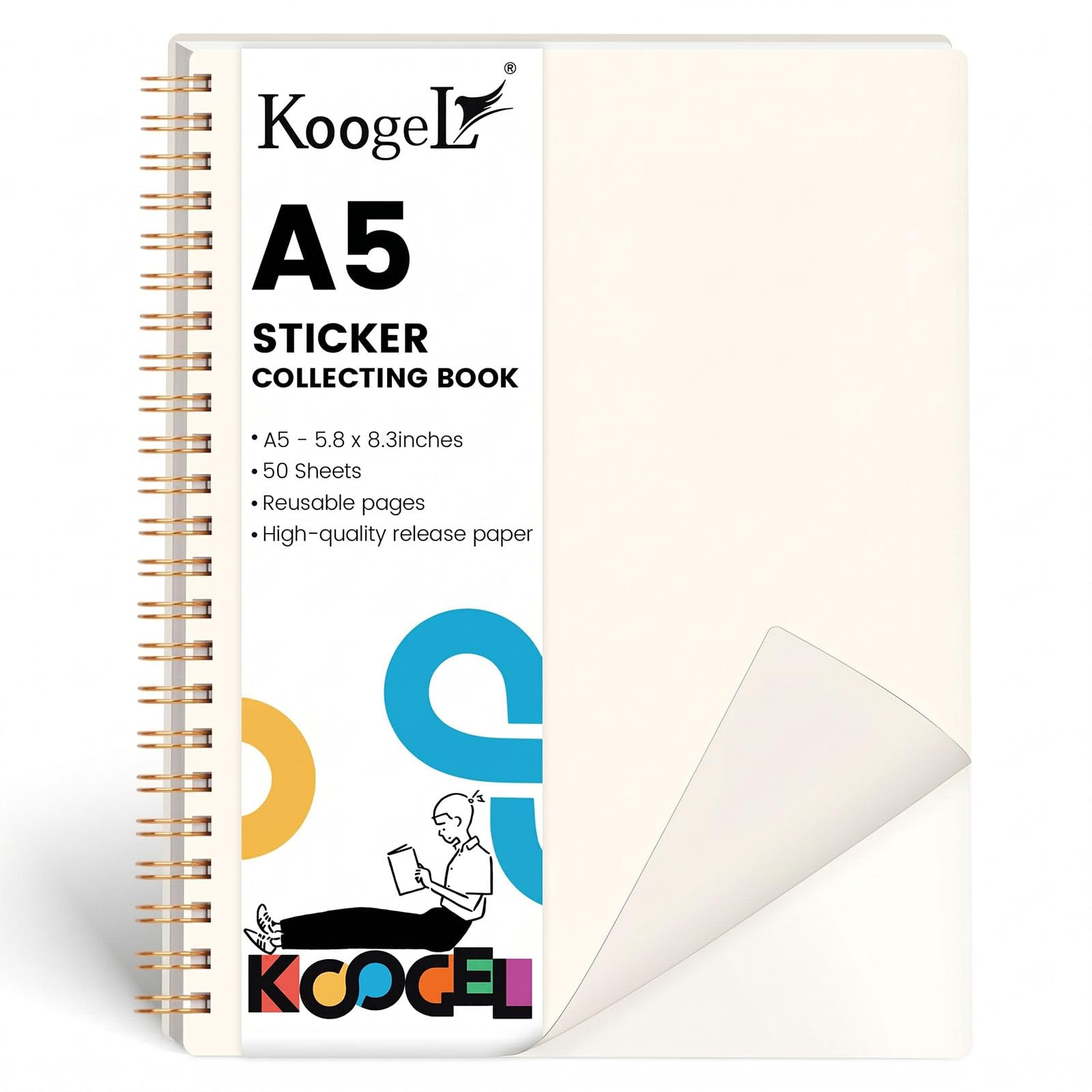 Koogel Sticker Collecting Book, 5.8 x 8.3 Inch Sticker Storage Album | Glossy Re