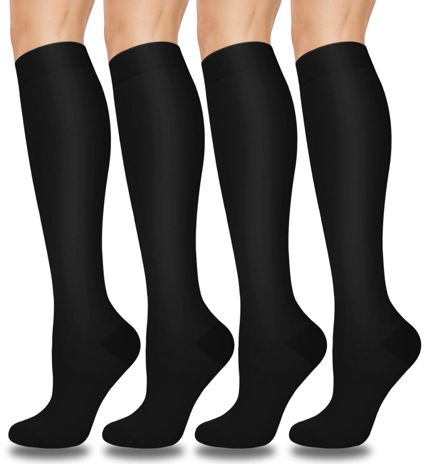 4 Pairs Compression Socks for Women & Men Circulation 15-20 mmHg - Best Support 