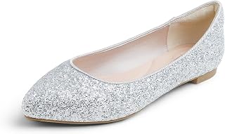 Feversole Shiny Sequins Ballet Flats Colourful with Memory Foam Cushion for Women Macaroons