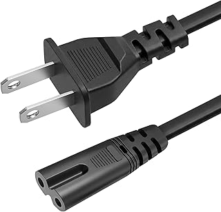 AC 2 Prong C8 Power Cord 5ft Standard 2-Slot for TV PS4 PS5 Speaker Monitor Xbox Wall Power Cable Replacement Black