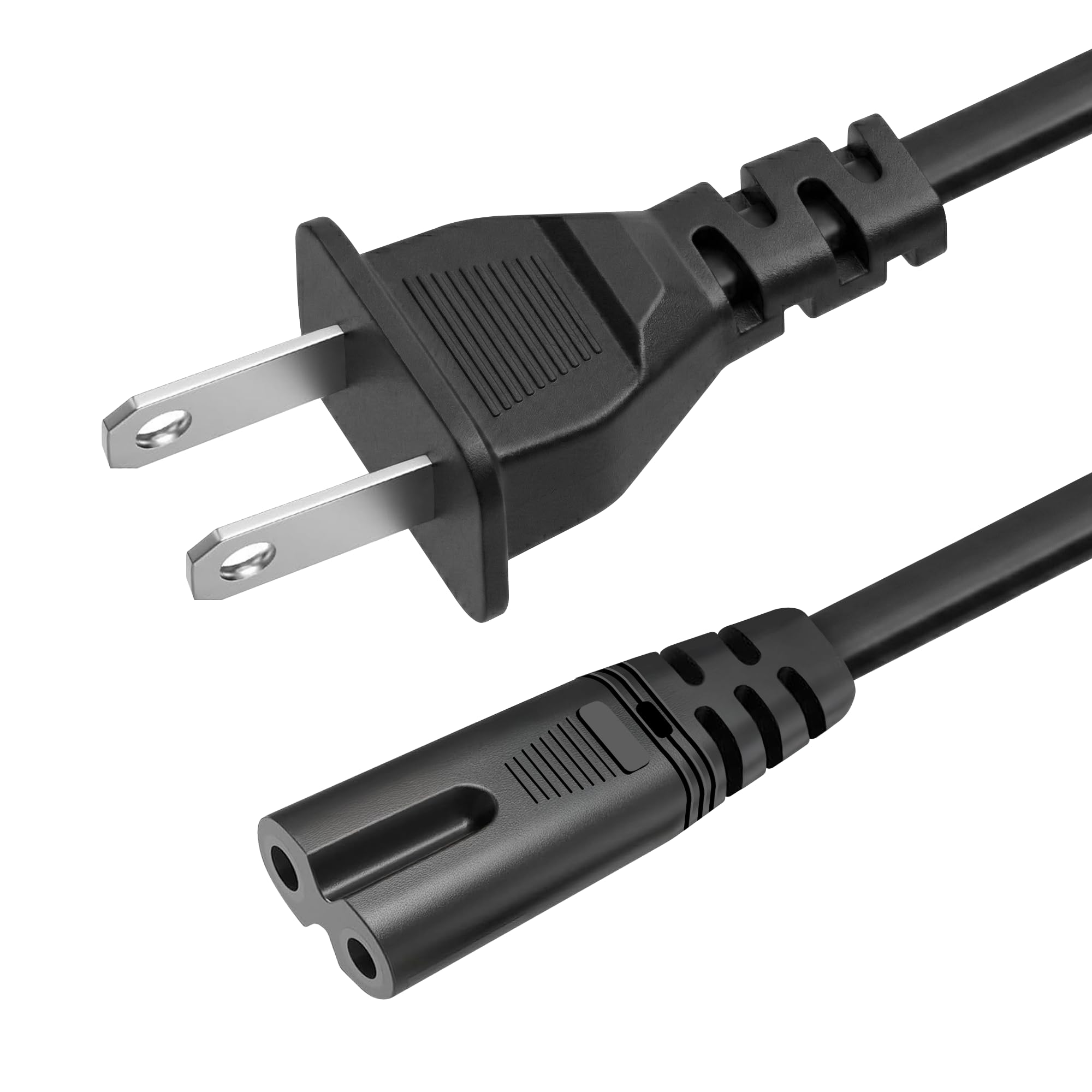 AC 2 Prong C8 Power Cord 5ft Standard 2-Slot for TV PS4 PS5 Speaker Monitor Xbox