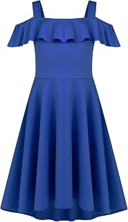 Arshiner Girls Elegant Off Shoulder High Low Casual Summer Dress with
