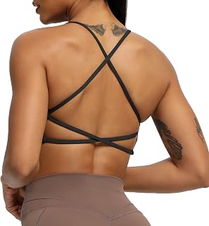 Aoxjox Workout Sports Bras for Women Backless Padded Ivy Low Impact Yoga Bras