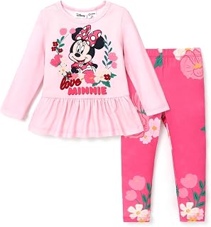 Disney Princess Baby Girl Outfit Long Sleeve T-Shirt Dress and Leggings Striped Autumn Casual Girls Clothing Set