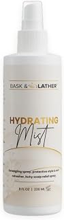 BASK &amp; LATHER Hydrating Hair Mist, Leave-In Conditioner, Itchy Scalp Relief, Detangler, Curl Definer, Aloe Vera, Avocado Oil, For All Hair Types, (8 oz)