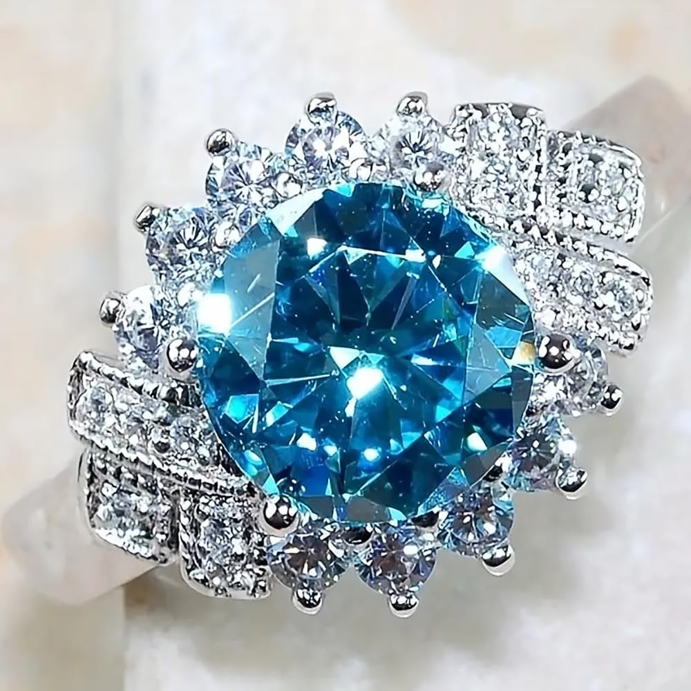 Shiny Round Cubic Zirconia Promise Rings for Women Luxury Eternity Jewelry