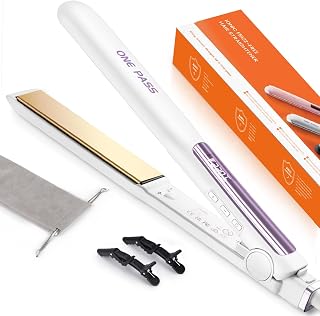 Faszin Hair Straightener, Fast Heating Titanium Flat Iron with Negative Ion for Smooth Hair, 2-In-1 3D Floating Wide Plate Hair Iron for All Hair Types, Dual Voltage & 11 Levels Adjustable Temp