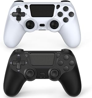 Wuthur 2 Pack Wireless Controller Compatible with PS4 / Pro/Slim (Black & White)