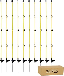 Electric Fence Posts 46 Inches, Fiberglass Step in Temporary, 20Pack