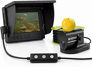 BEYOTTER Underwater Fishing Camera with Controllable Elevating Winch, Portable HD IPS Monitor Fish Finder with IP68 Waterproof Camera, 12 Low-Light IR/LED Vision for Ice, Boat