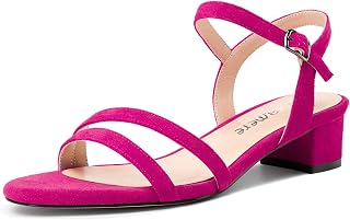 Castamere Women's Low Chunky Wide Kitten Heel Open Toe Strap Ankle Slingback Sandals Dance Dress 3CM Heels
