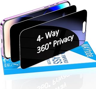 MAYtobe 2PCS 360° Privacy Screen Protector for iPhone 14 Pro Tempered Glass