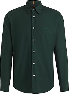 BOSS Mens Relegant 6 Regular-fit Shirt in Organic-Cotton poplin