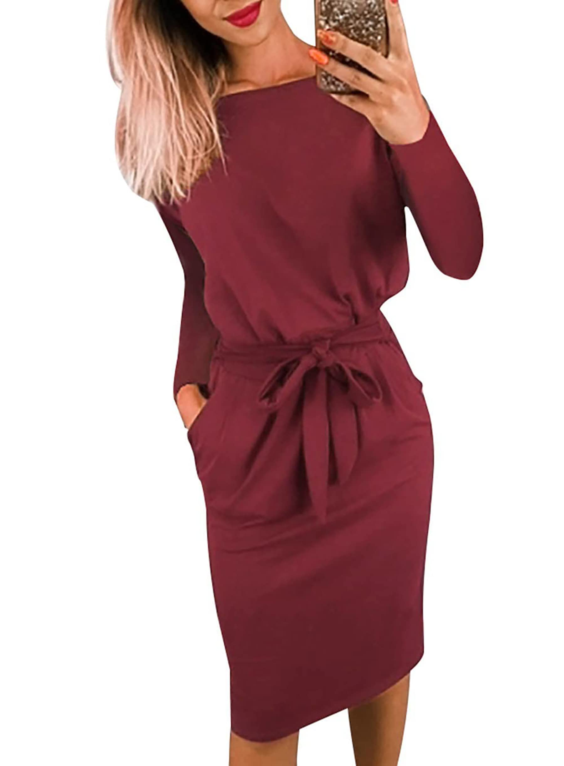 PRETTYGARDEN Women's Fashion Casual Long Sleeve Belt Party Bodycon Coat Pencil D