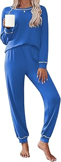 Ekouaer Women's Pajamas Long Sleeve Sleepwear Soft Pajamas Top and Bottom US XS-XXL